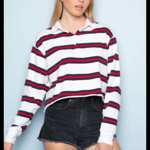 Brandy Melville striped collared long sleeve - Picture 1 of 5